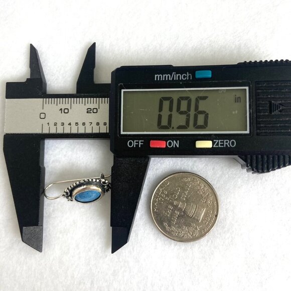 Sterling Silver 925 Oval Blue Denim Lapis Scrollwork Dangle Kidney Wire Earrings - Picture 14 of 16